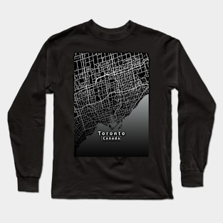 Toronto Canada City Map dark Long Sleeve T-Shirt